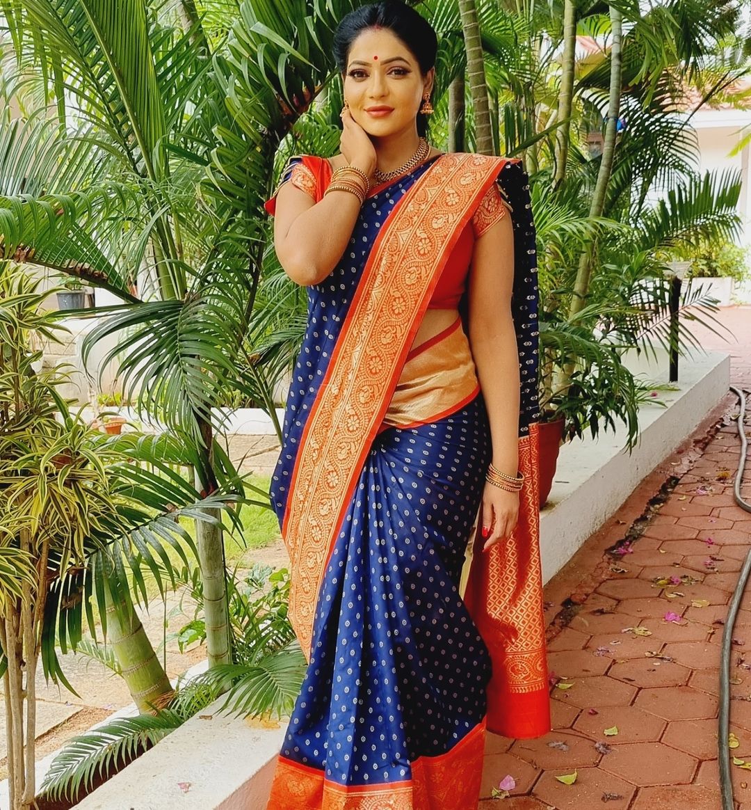 Stunning Royal Blue Colour Saree With Red Border & Heavy Brocade Blous –  garment villa